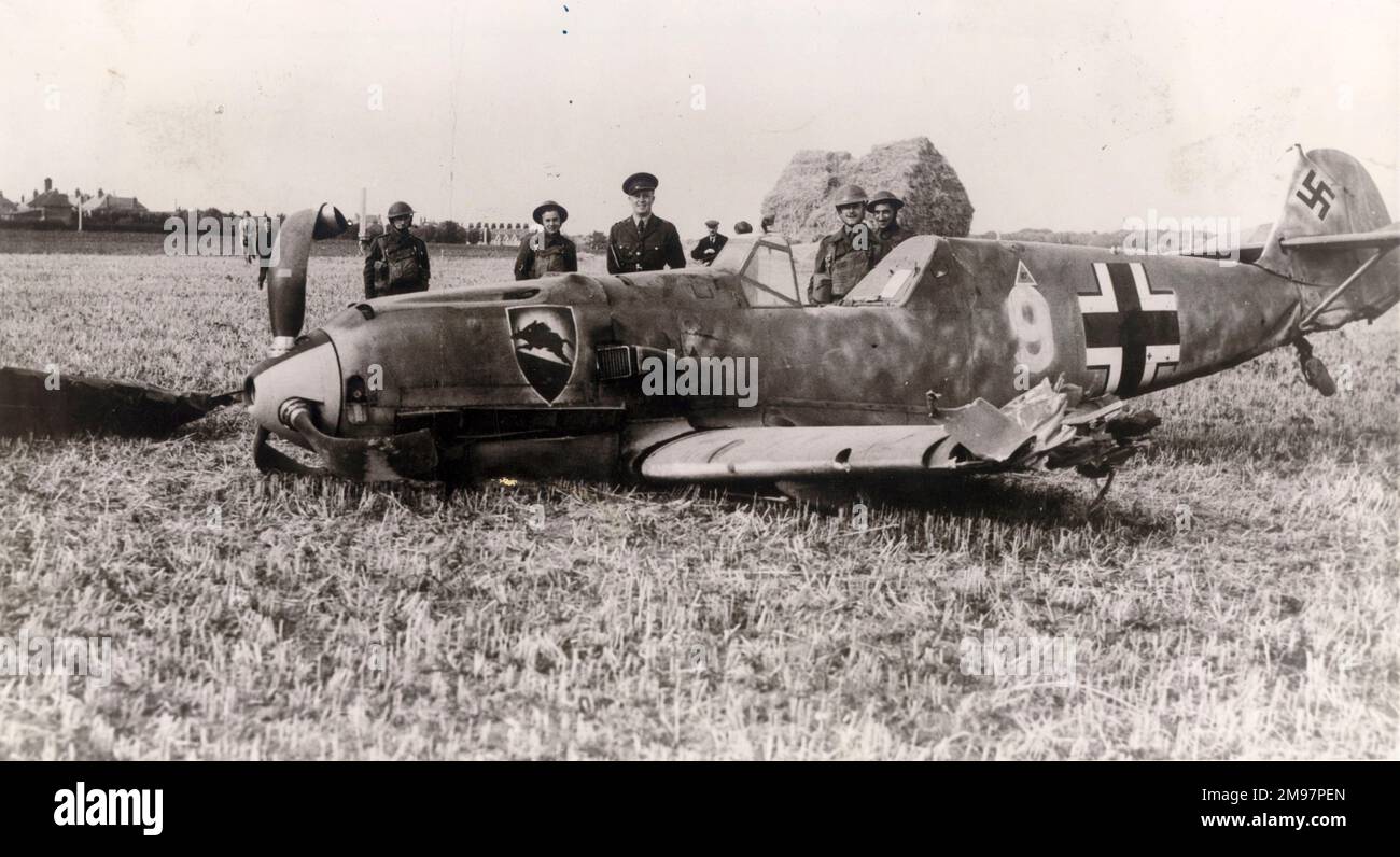 Messerschmitt Bf109 derribó en Ramsgate, Kent. Foto de stock