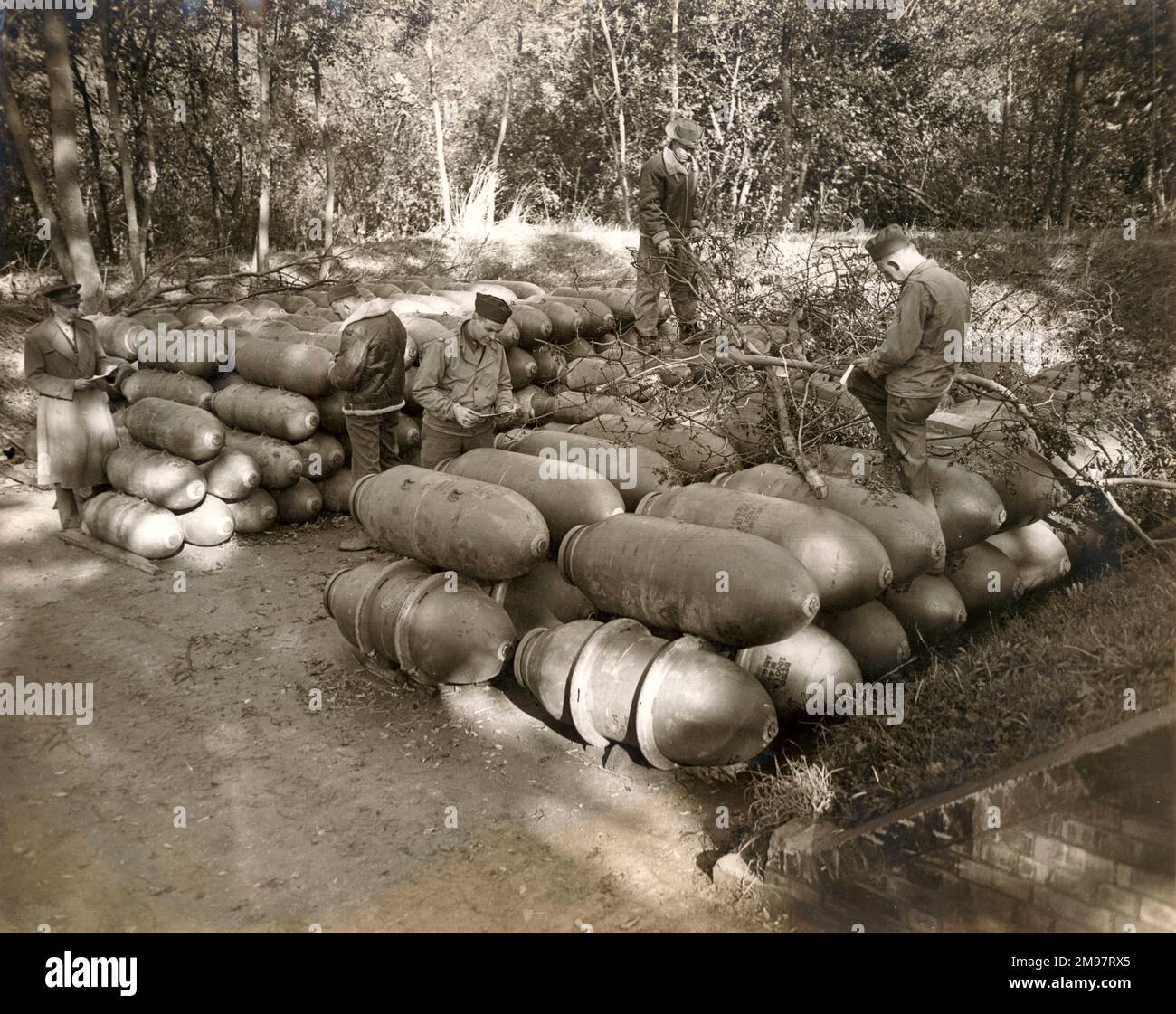 Algunas de las primeras bombas de fabricación estadounidense que llegaron al Reino Unido, c.Noviembre de 1942. Foto de stock