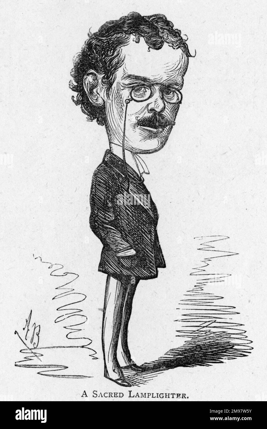 Caricatura del actor y director de teatro inglés Edward O'Connor Terry (1844-1912) -- Un Lamplighter Sagrado. Foto de stock