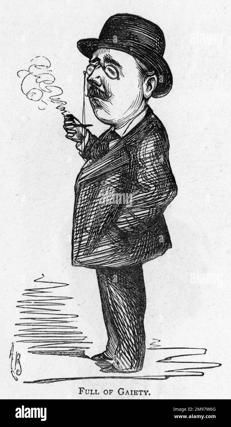 Caricatura del actor, comediante, director de escena, escritor y director inglés Robert Soutar (1830-1908) -- Full of Gaiety. Foto de stock