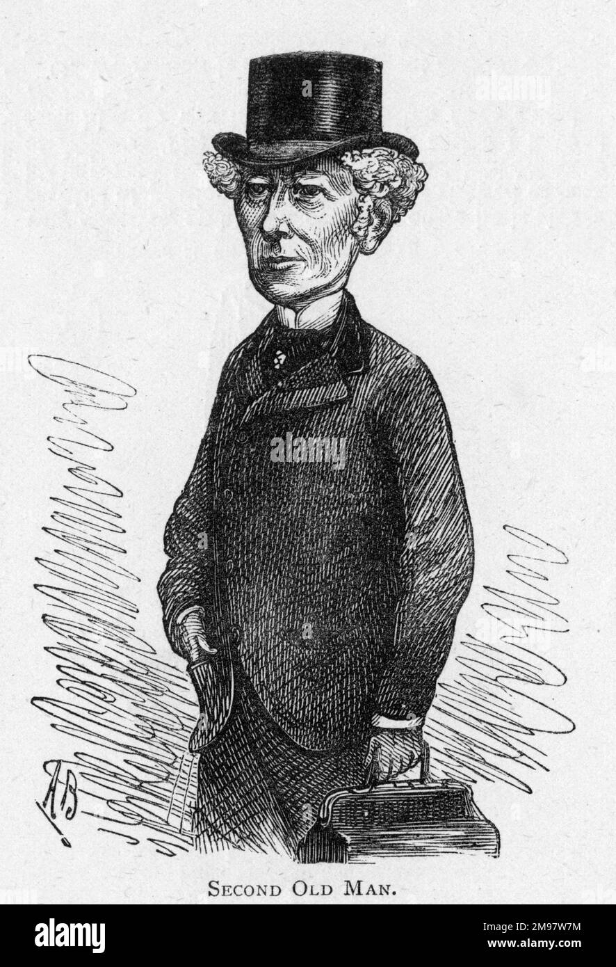 Caricatura del actor inglés William Farren (1825-1908), que no debe confundirse con su padre, un actor inglés del mismo nombre, Second Old Man. Foto de stock