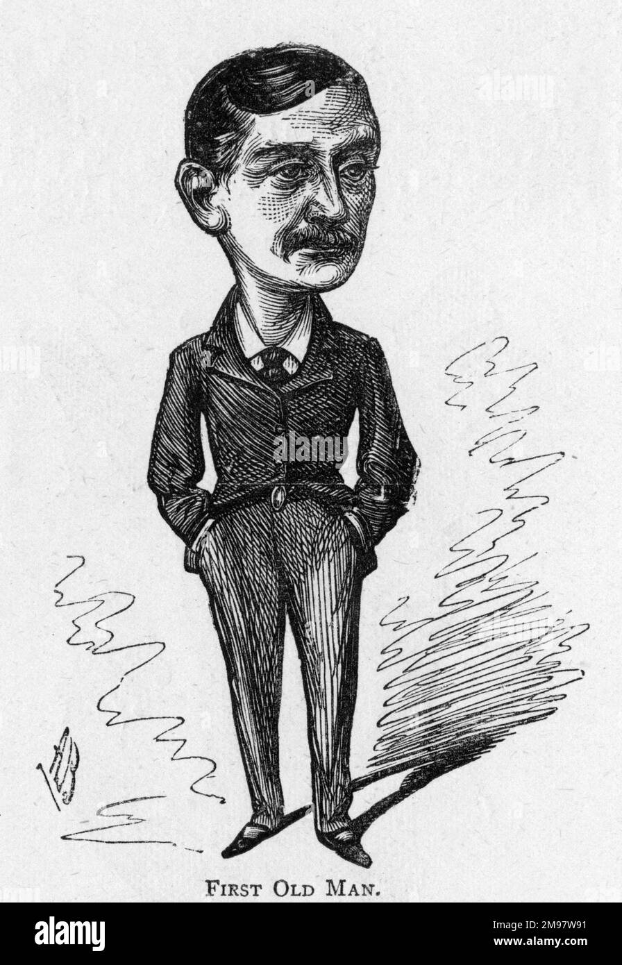 Caricatura del actor y director de teatro inglés Sir John Hare -- Primer Hombre Viejo. Foto de stock