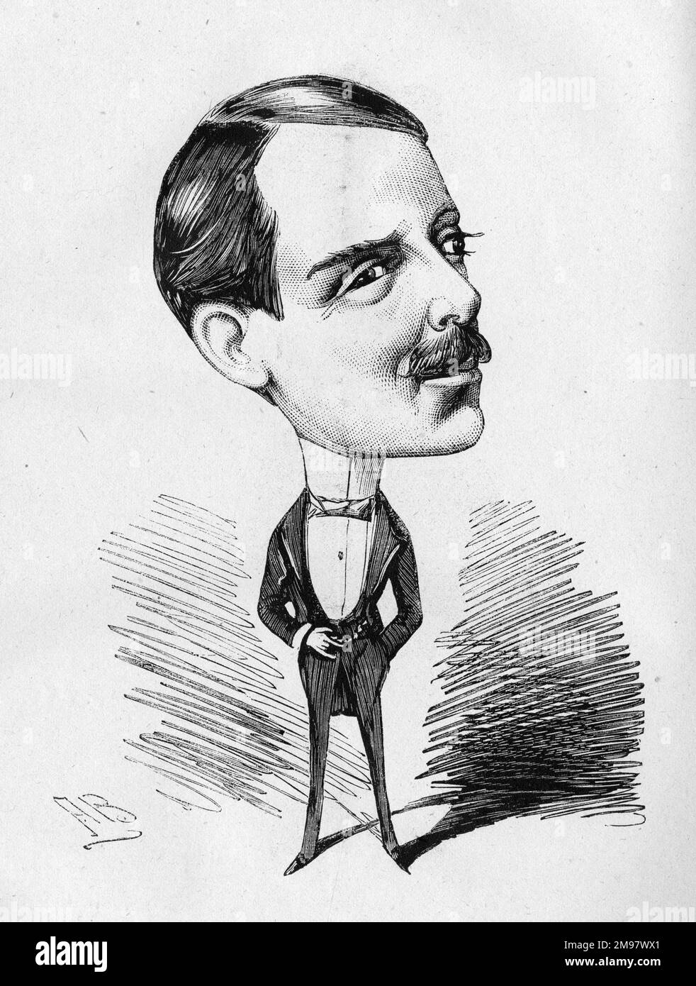 Caricatura de Edward Smith Willard (1853-1915), actor inglés, popular como villano escénico. Foto de stock