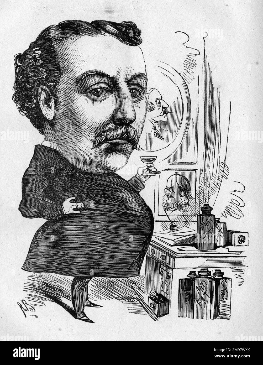 Caricatura de John Clayton (1843-1888), actor inglés -- ha cortejado honor. Foto de stock