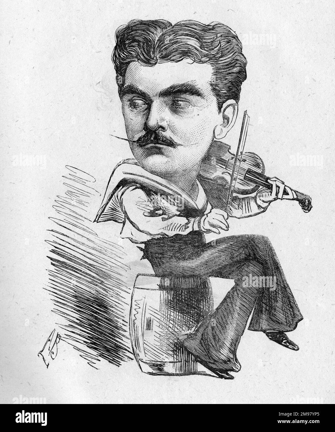 Caricatura de George Rignold (1839-1912), actor inglés. Venía de una familia de actores y a menudo actuaba con su hermano, William Rignold. Foto de stock
