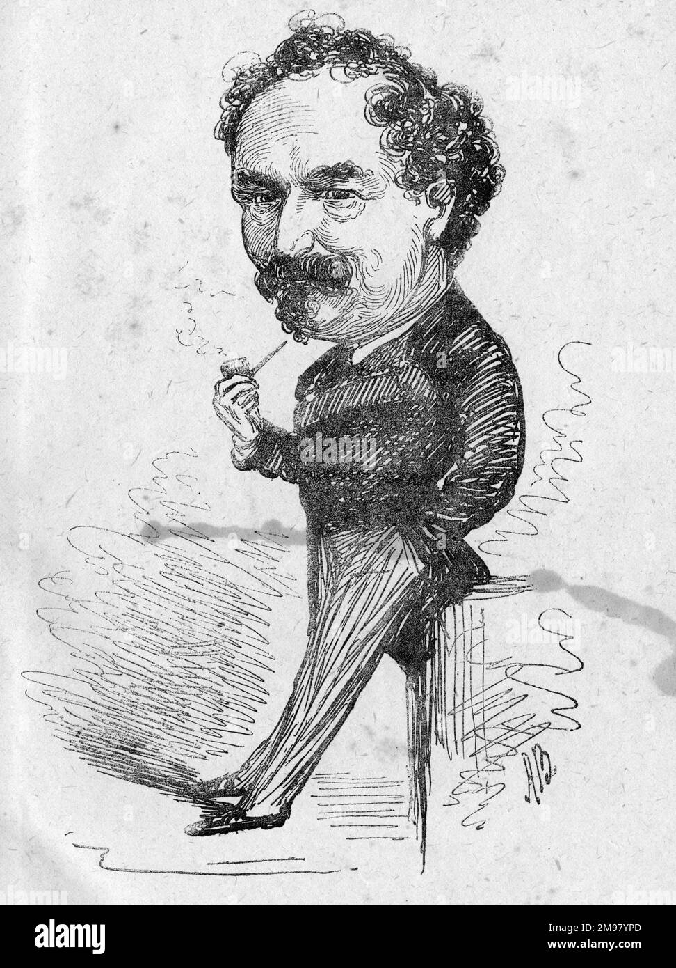 Caricatura de William Rowles Belford (1824-1881), actor inglés, a punto de actuar en el Lyceum Theatre de Londres. Foto de stock