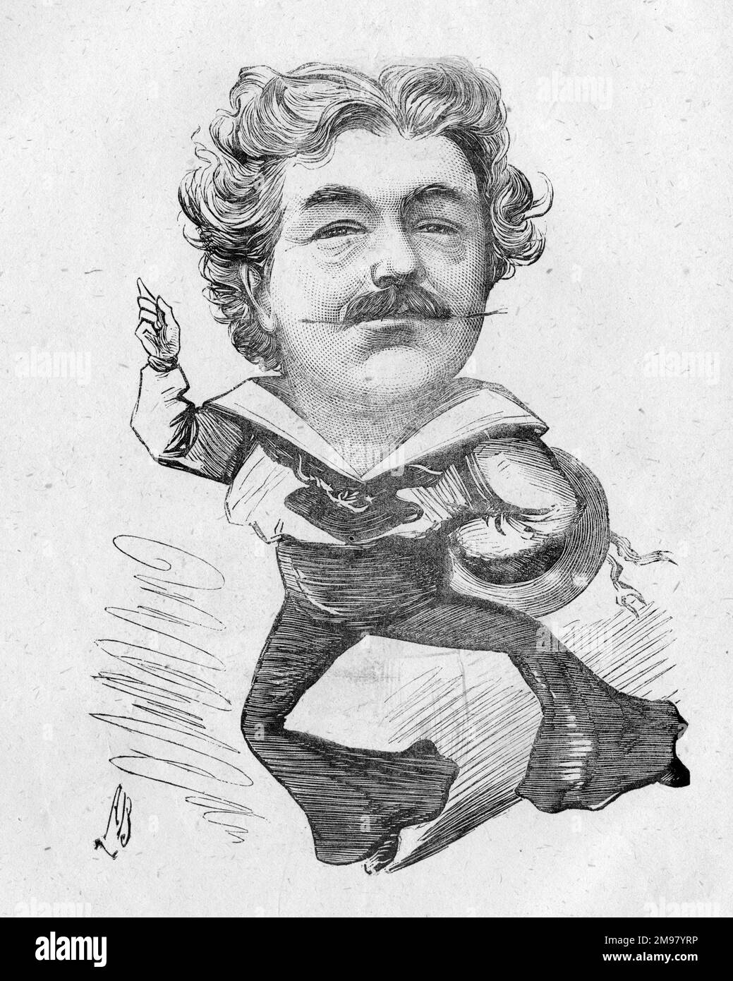 Caricatura de William Rignold (1836-1904), actor inglés. Venía de una familia de actores y a menudo actuaba con su hermano, George Rignold. Foto de stock