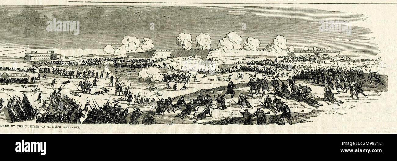 Guerra de Crimea -- Sortie hecho por los rusos el 5 de noviembre de 1854. Foto de stock