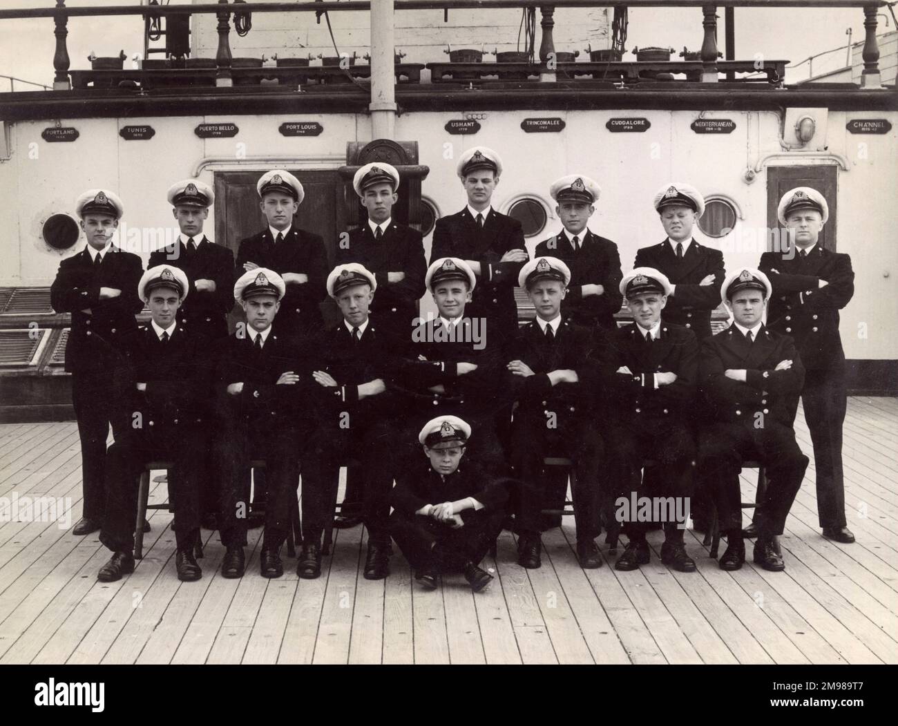 Foto de grupo, HMS Worcester, equipo de natación y equipo de waterpolo. Foto de stock