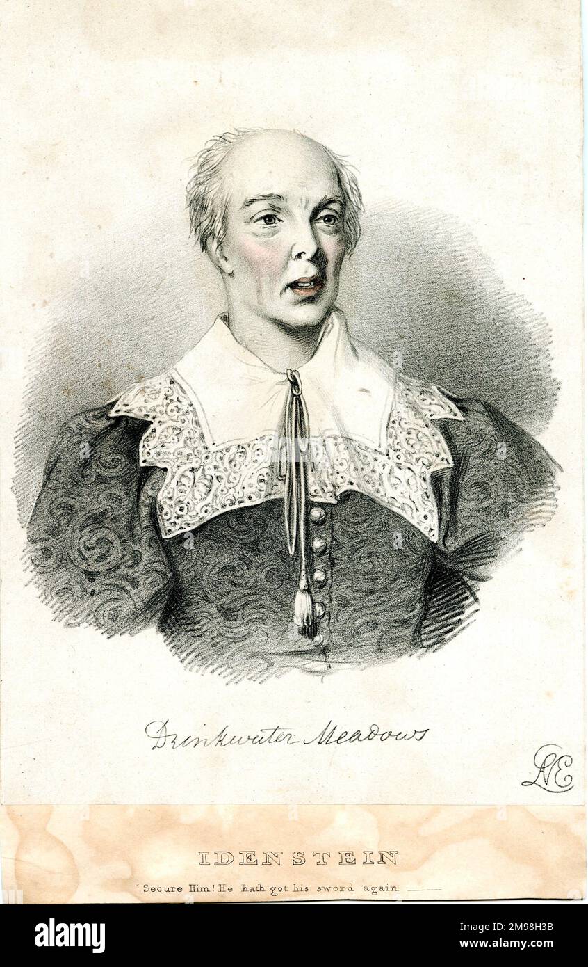 Drinkwater Meadows (1799-1869), actor inglés, en el papel de Idenstein, un personaje cómico en la obra Werner, o La herencia, una tragedia de Lord Byron. Foto de stock