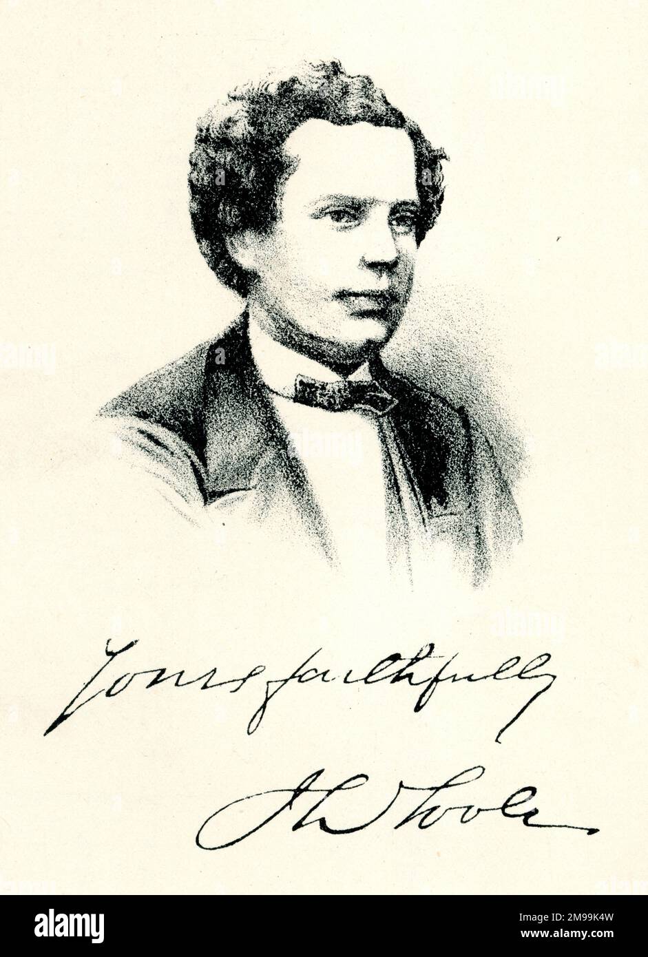 John Lawrence Toole (1830-1906), actor cómico inglés, manager y productor, con firma. Foto de stock