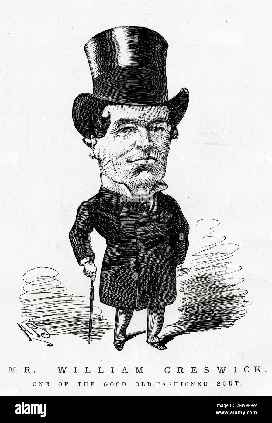 Caricatura, Sr. William Creswick (1813-1888), actor inglés - uno de los buenos a la antigua moda. Foto de stock