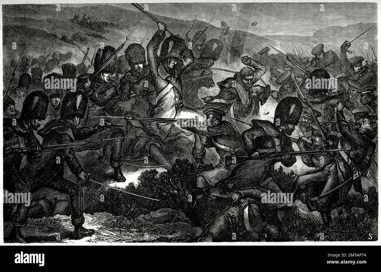 Cargo de los guardias en la batalla de Inkerman, 5 de noviembre de 1854, Guerra de Crimea Foto de stock