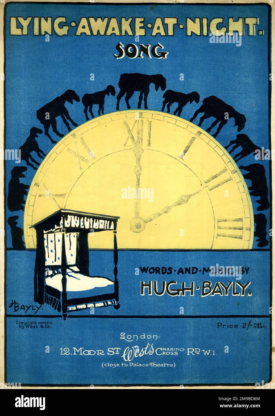 Portada musical, Despierto por la noche, canción, palabras y música de Hugh  Bayly Fecha: 1926 Fotografía de stock - Alamy