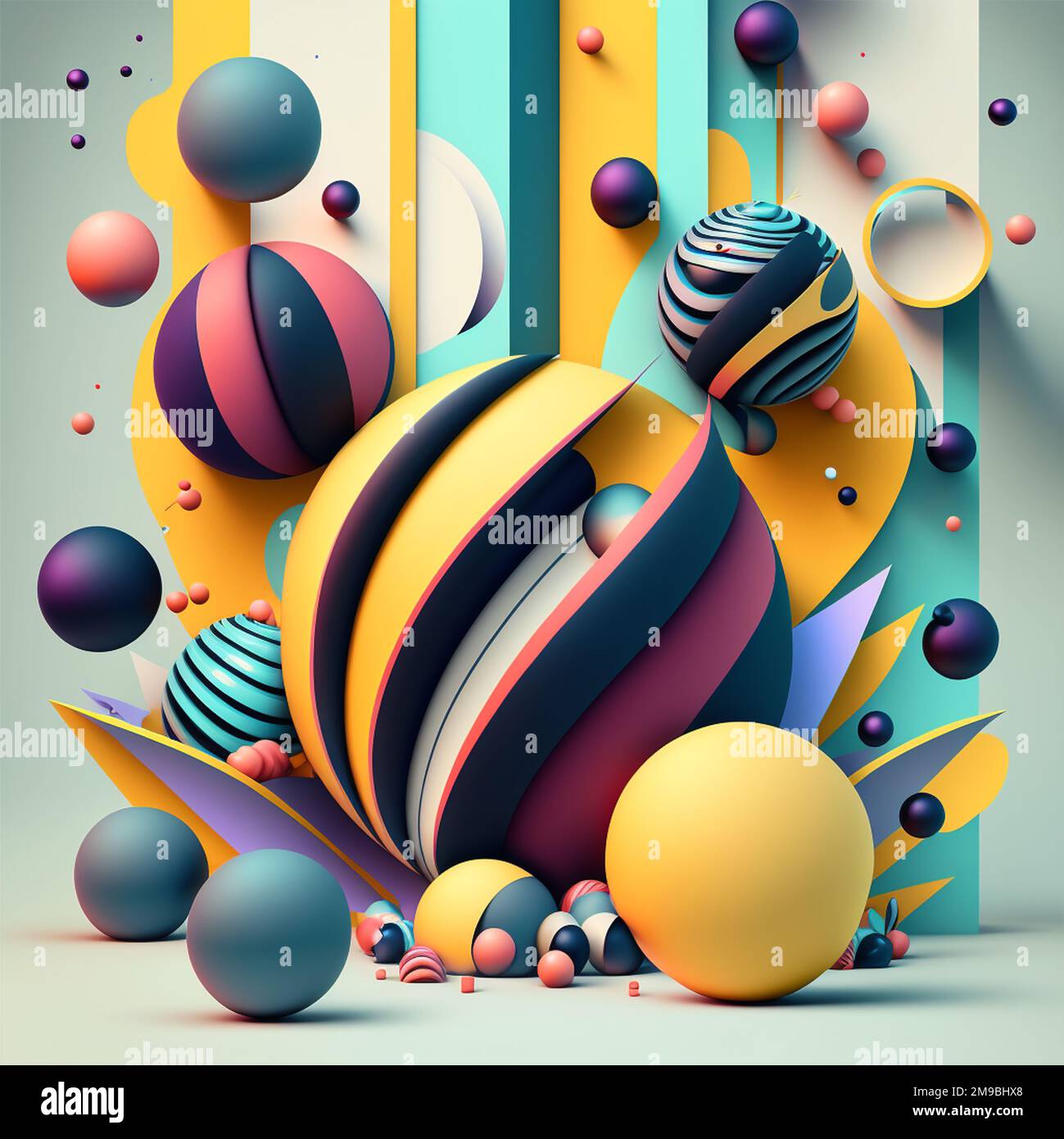 Diseño cósmico moderno futurista abstracto en estilo de dibujos animados con esferas, rayas y líneas. Ilustración generada digital en vibra brillante Fotografía de stock - Alamy Diseño cósmico moderno futurista abstracto en estilo de dibujos animados con esferas, rayas y líneas. Ilustración generada digital en vibra brillante Fotografía de stock - Alamy