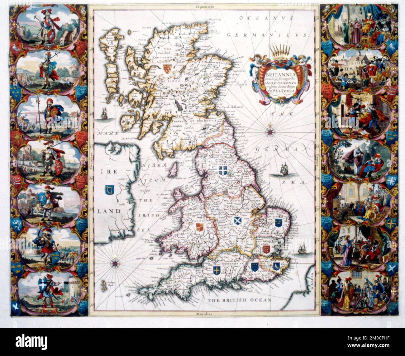 Heptarquía anglosajona Mapa de los Reinos de Inglaterra Foto de stock