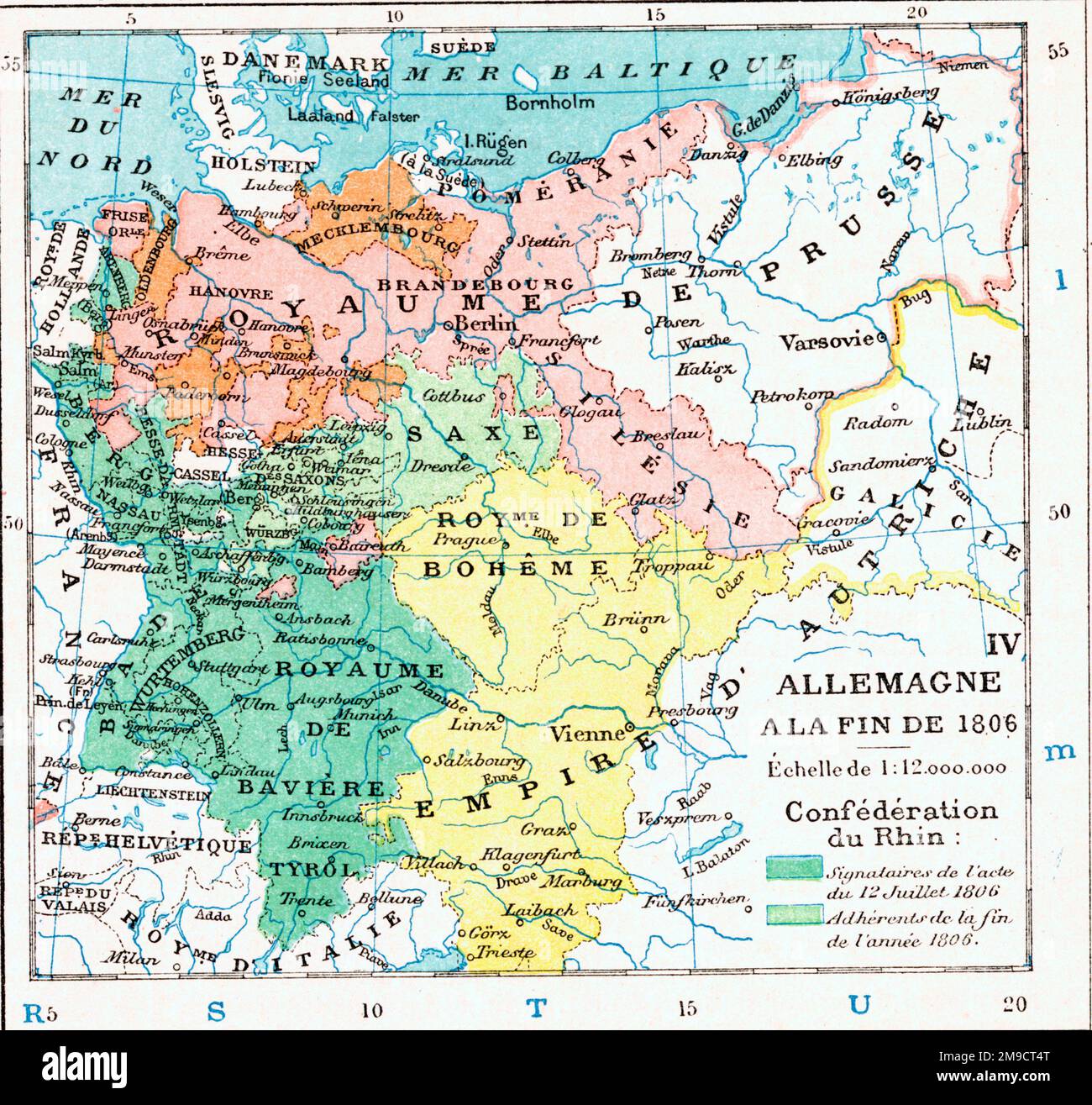 Allemagne A La Fin De 1806 - Mapa de Alemania a finales de 1806 Foto de stock