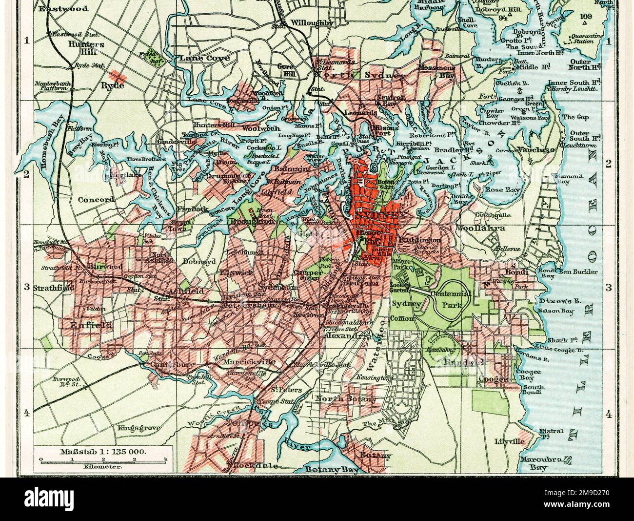 Mapa de Sídney, Australia y alrededores Foto de stock