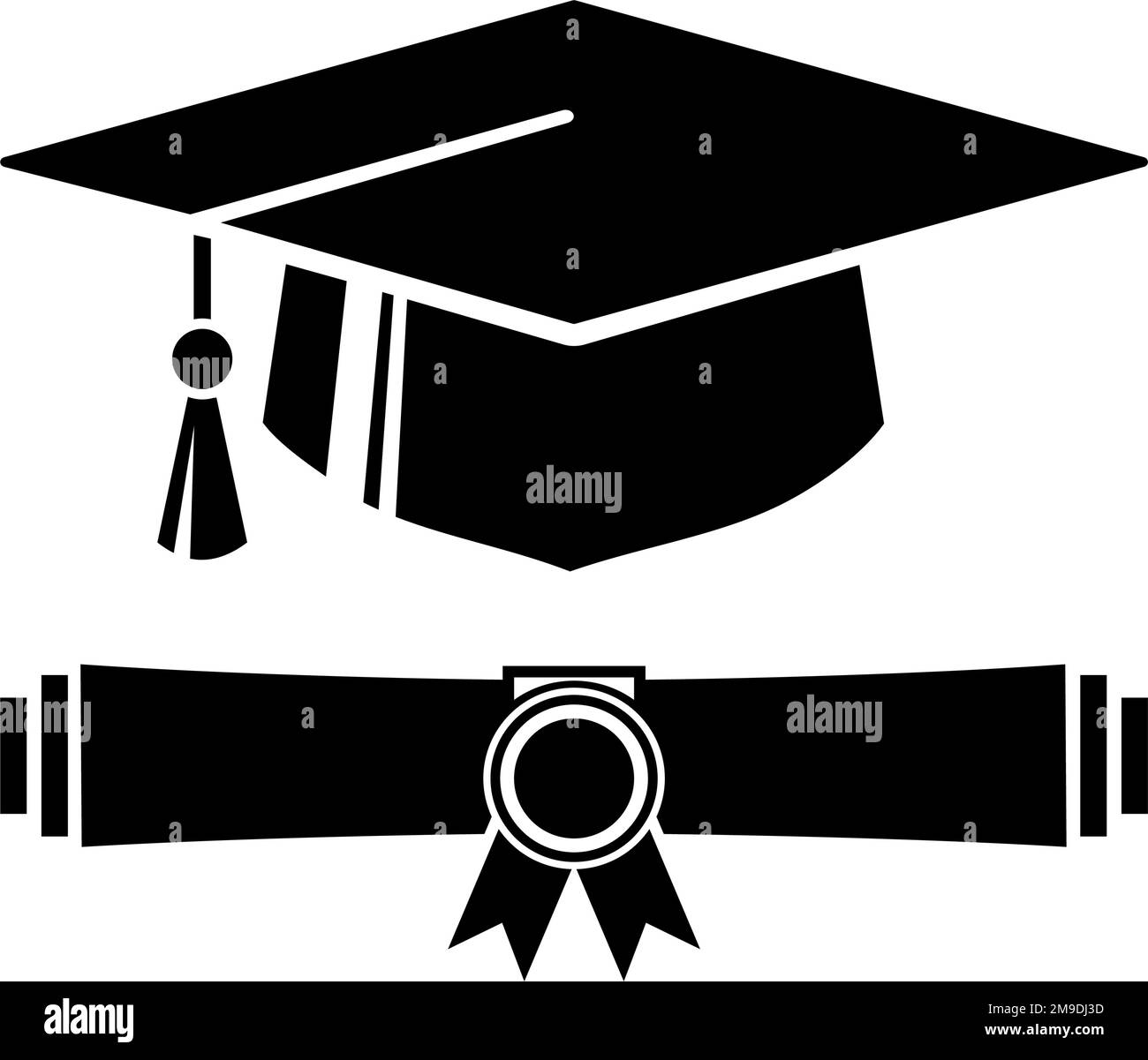 Atributos de clase de graduación. El concepto de decorar la felicitación para los graduados de la escuela. Elemento de diseño para la camiseta, flyer, invitación, tarjeta de felicitación Ilustración del Vector