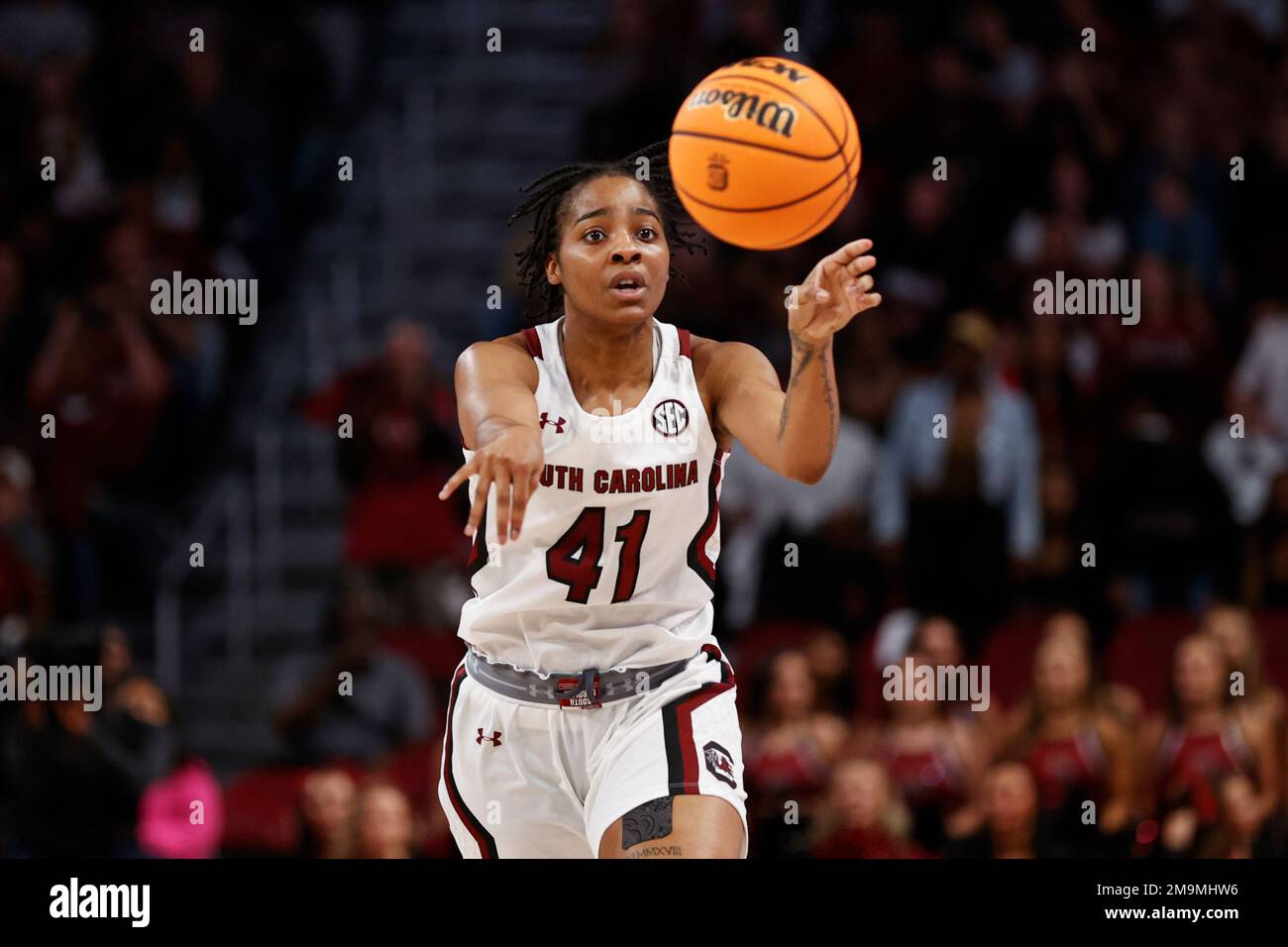 South Carolina guard Kierra Fletcher passes during the second half of