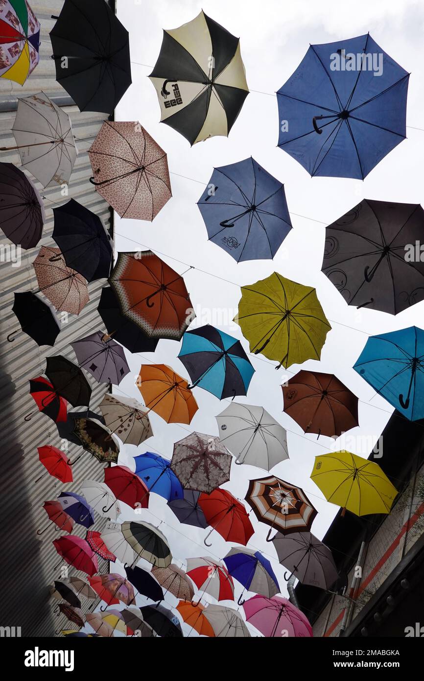 Paraguas colgado boca abajo en la aldea de Brixton de Londres Fotografía de  stock - Alamy