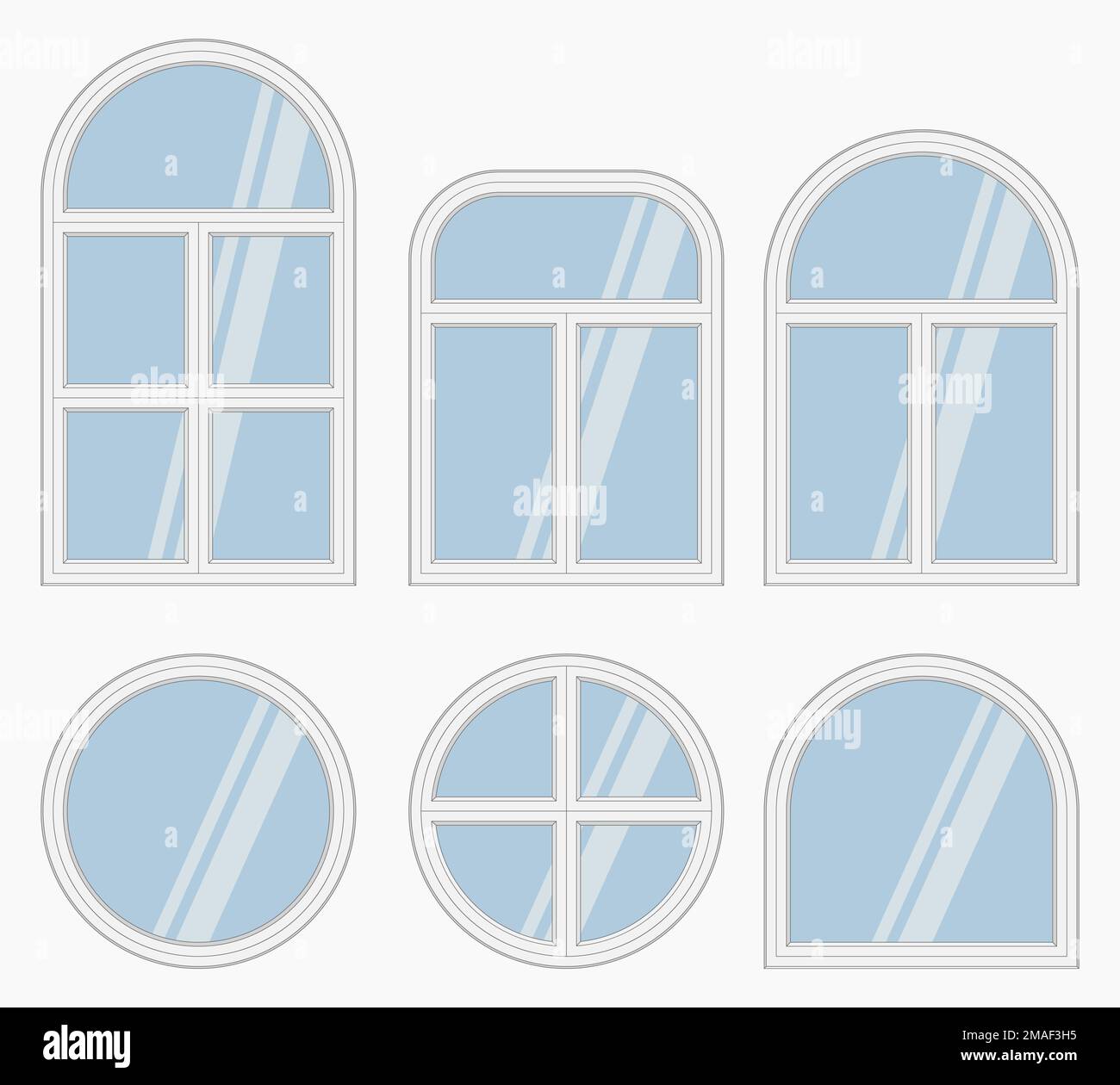 marco de ventana redondo blanco del apartamento conjunto aislado vector ilustración plana Ilustración del Vector