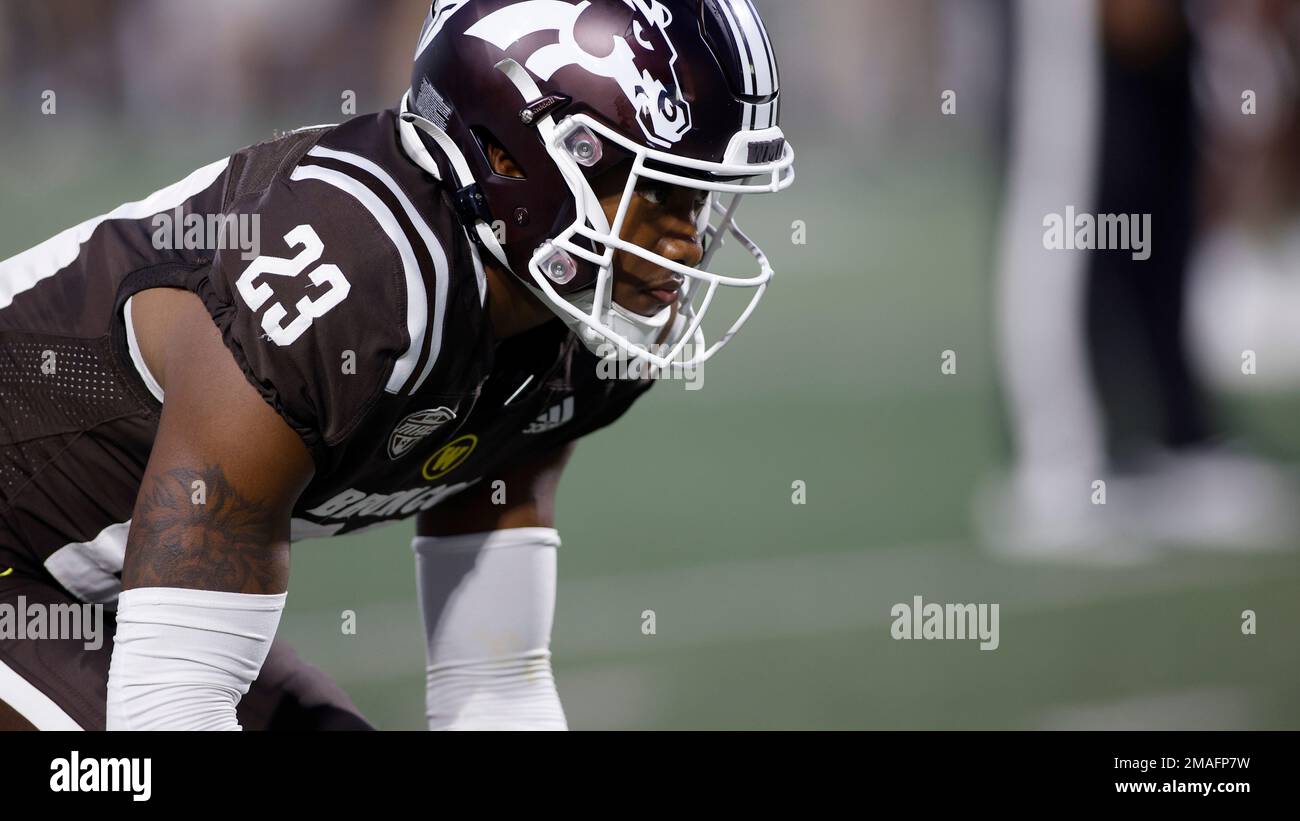 Western Michigan's D'Wayne Eskridge is shown during an NCAA football game  on Wednesday, Nov. 11, 2020, in Kalamazoo, Mich. (AP Photo/Al Goldis Stock  Photo - Alamy