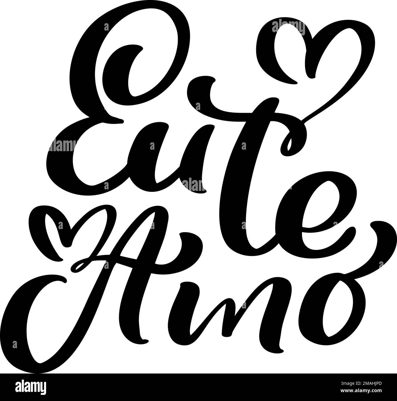 Te amo en Portuguese Eu te Amo. Texto de letras de caligrafía de vector