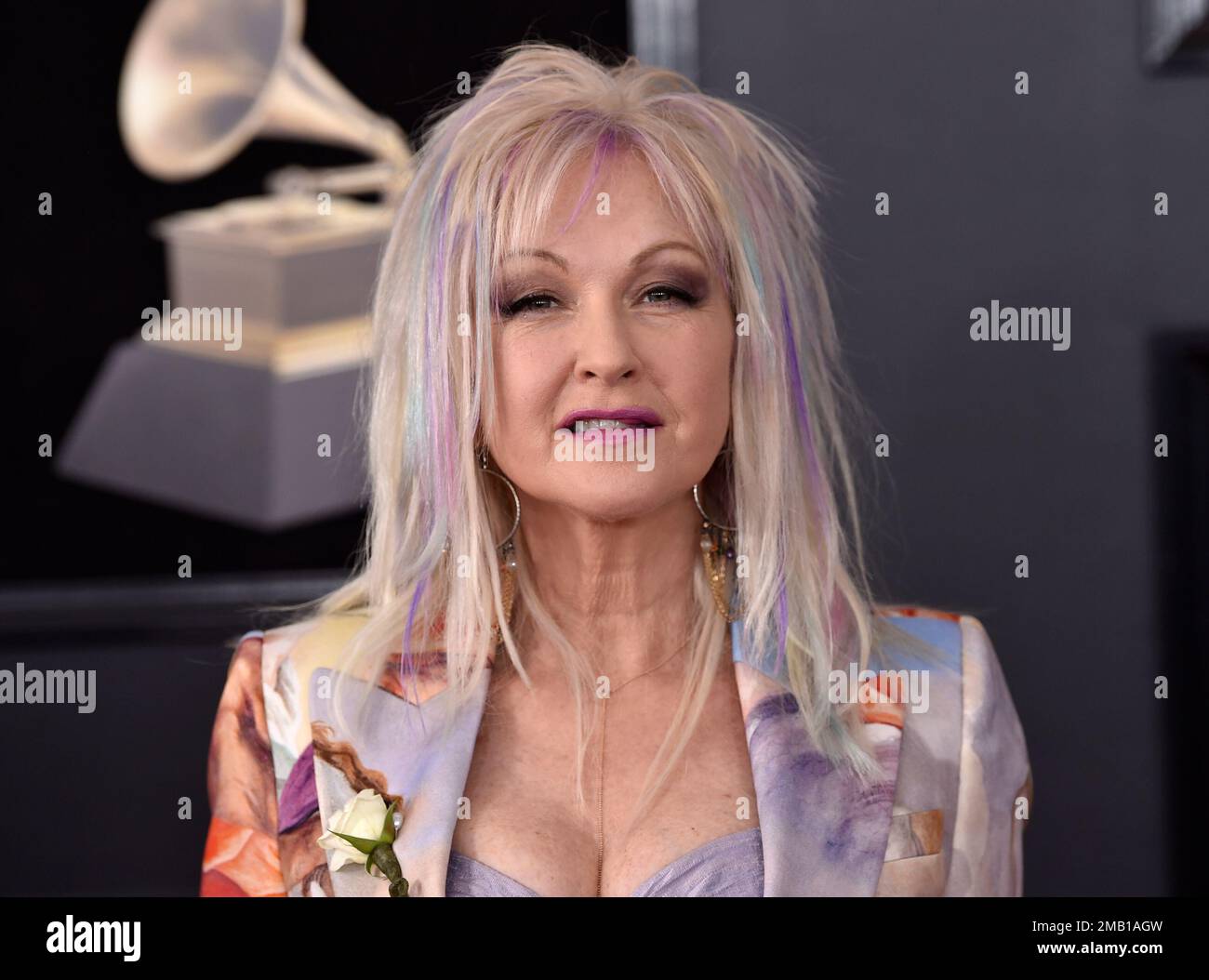 FILE Cyndi Lauper arrives at the 60th annual Grammy Awards at Madison