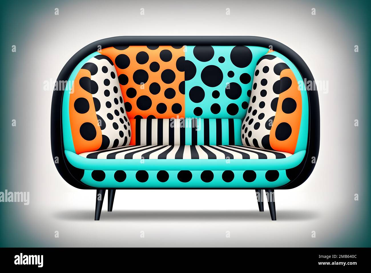 Modelo de un sofá individual moderno con estampado contemporáneo