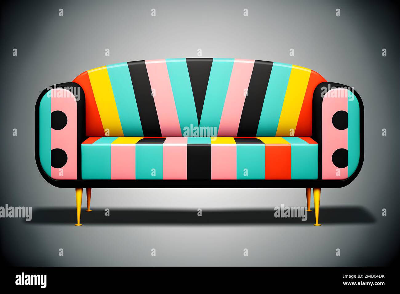 Modelo de un sofá individual moderno con estampado contemporáneo