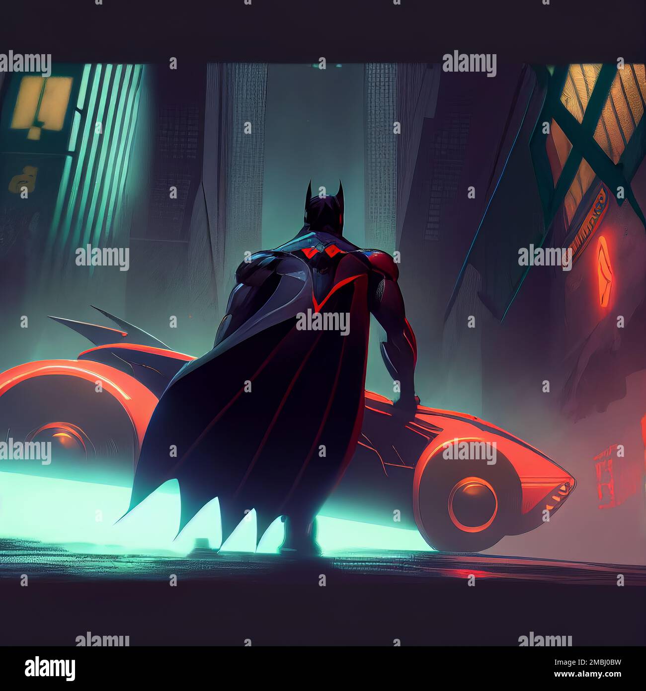 Futuro Batman saltando en Batmobile Fotografía de stock - Alamy