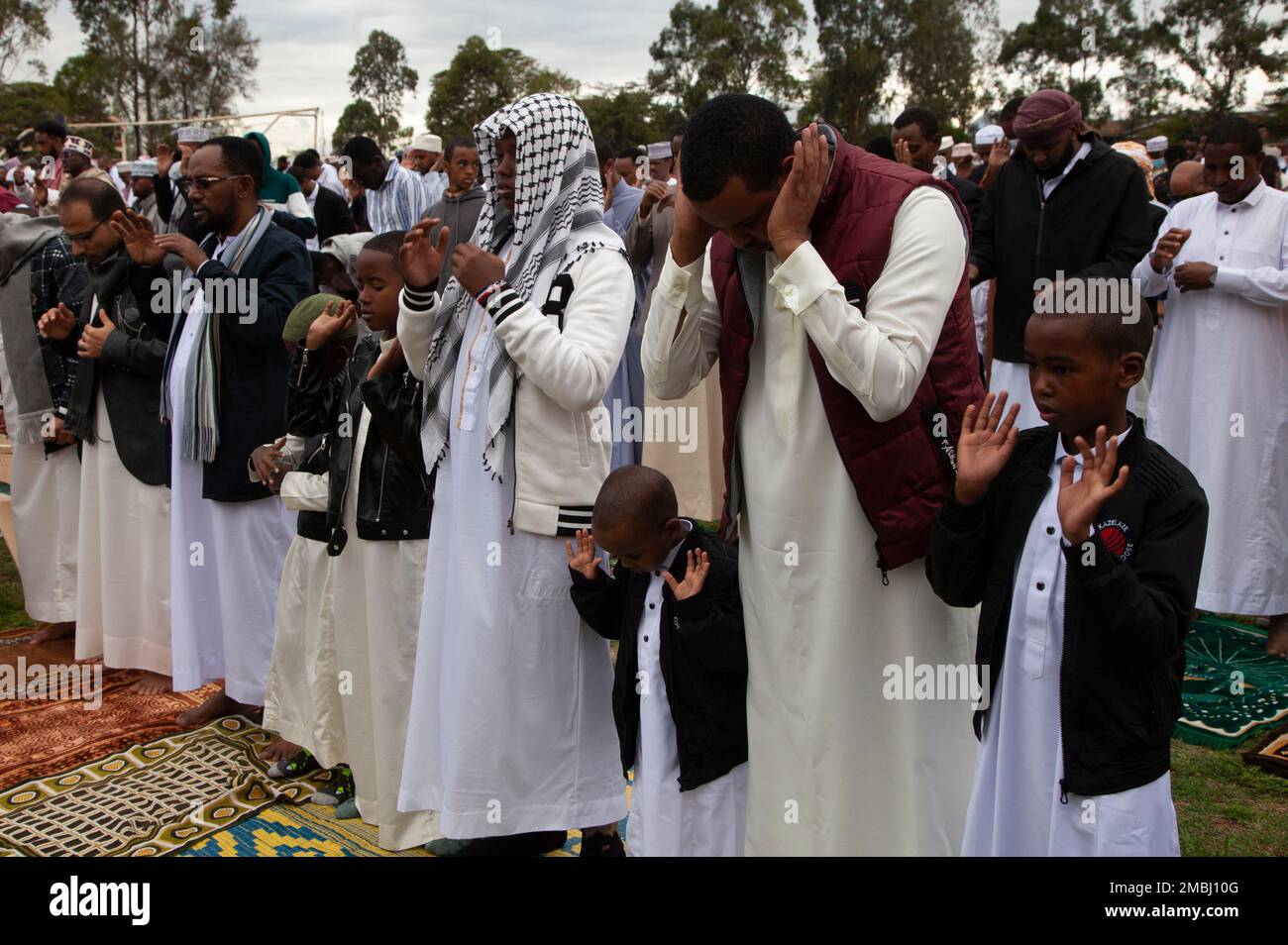 Kenyan Muslims offer the Eid alFitr prayers outside Masjid As Salaam