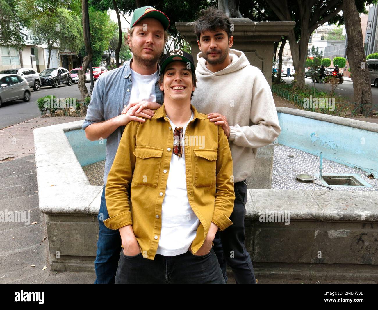 Members of the French band L'Impératrice Achille Trocellier, from left