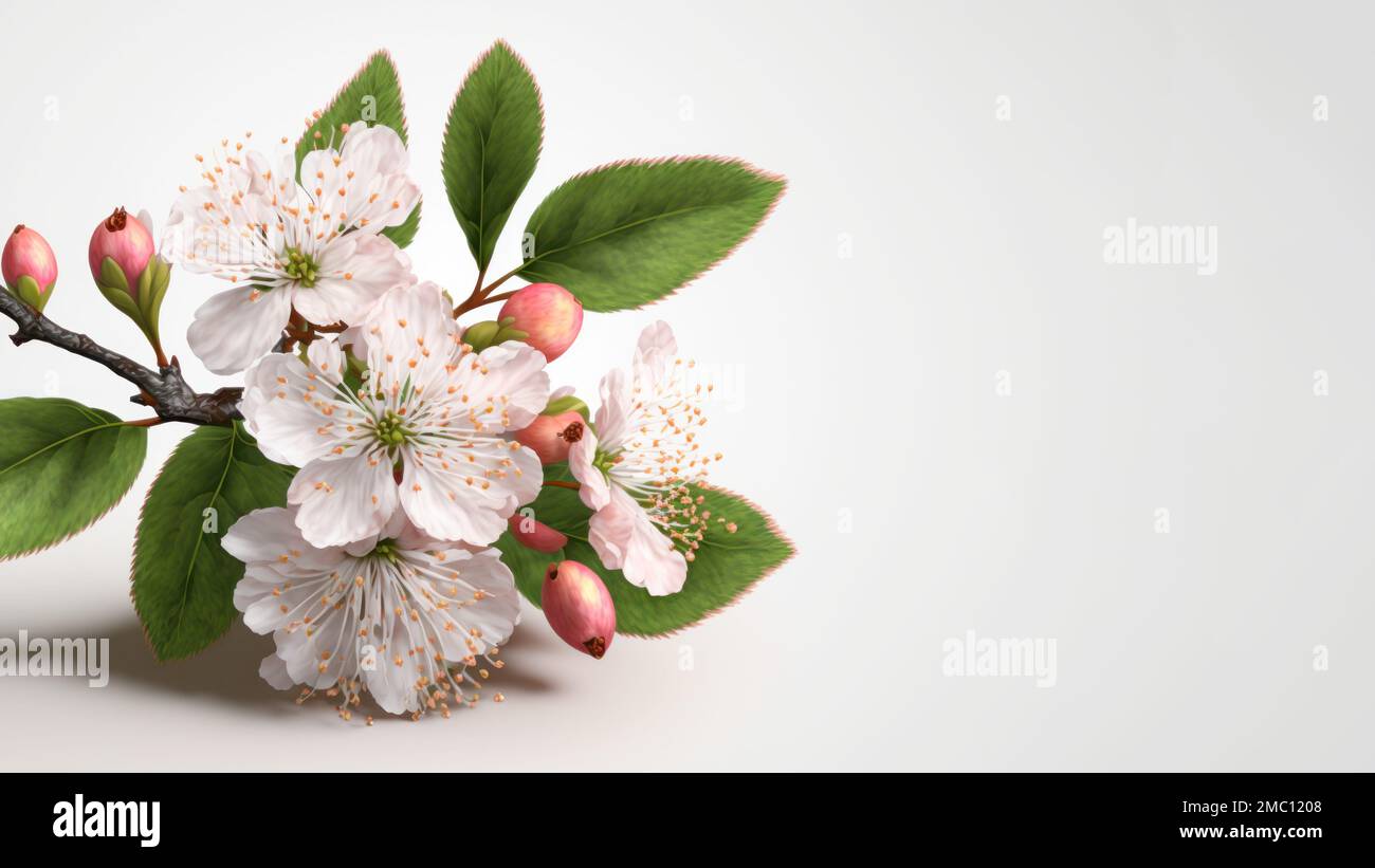 Flor de cerezo o rama de árbol de sakura en fondo blanco del espacio de  copia Fotografía de stock - Alamy