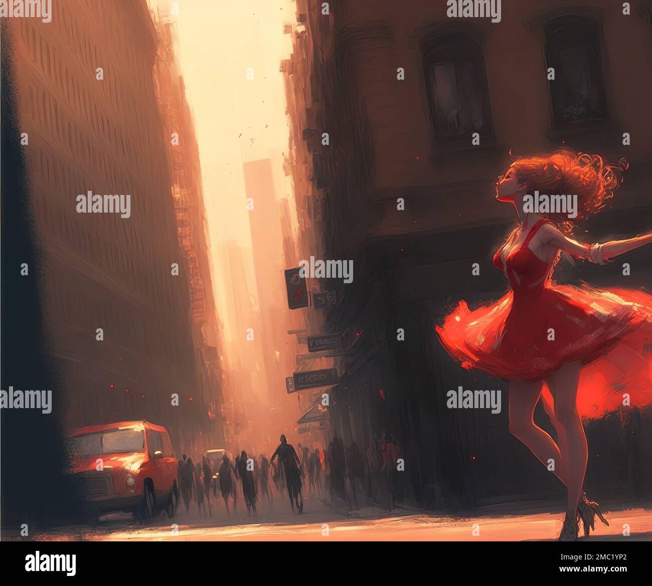 una hermosa mujer joven con un vestido de ballet rojo en las calles, arte conceptual Fotografía de stock - Alamy una hermosa mujer joven con un vestido de ballet rojo en las calles, arte conceptual Fotografía de stock - Alamy