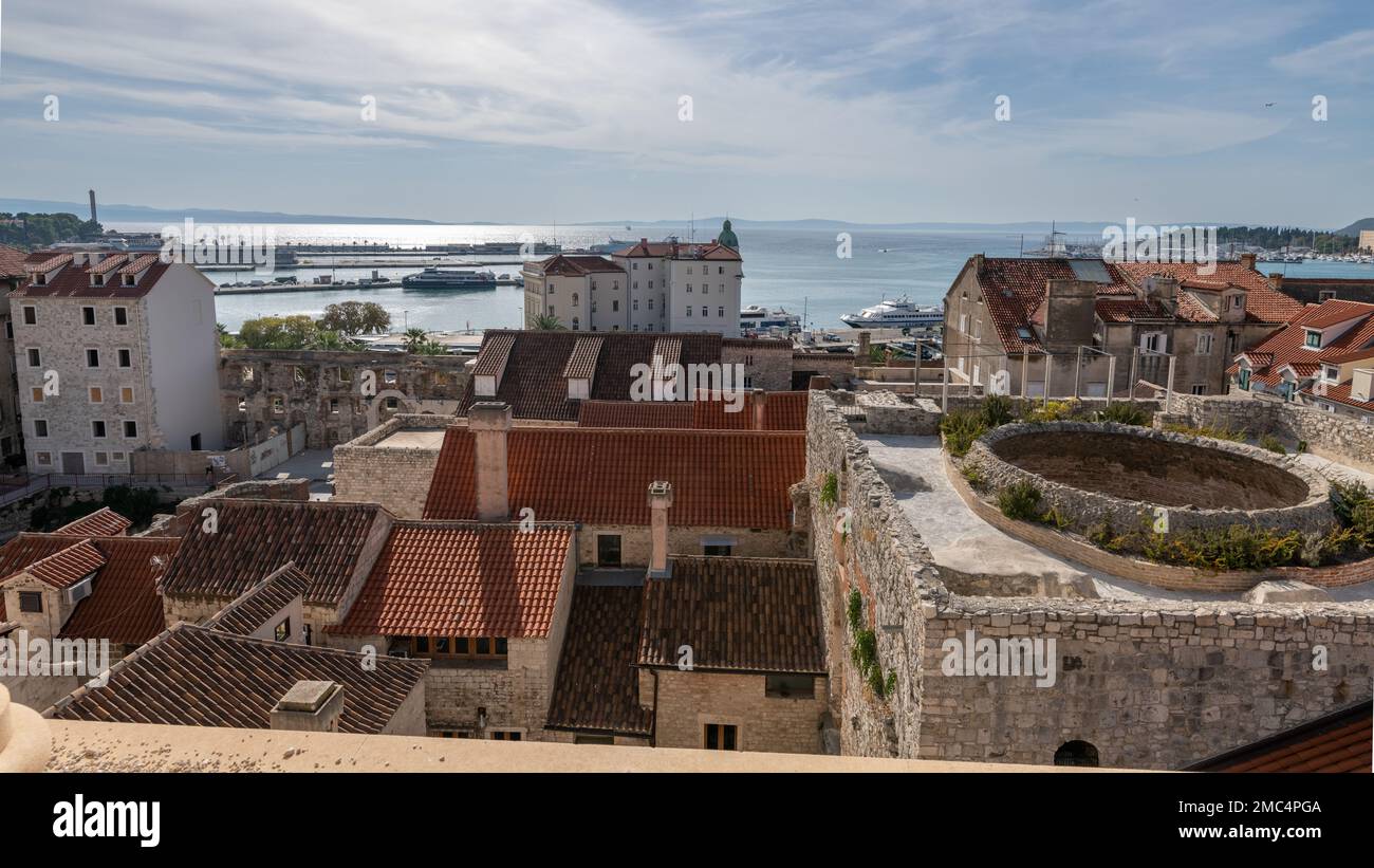 Vista desde la Torre del Palacio, Split, Croacia Foto de stock