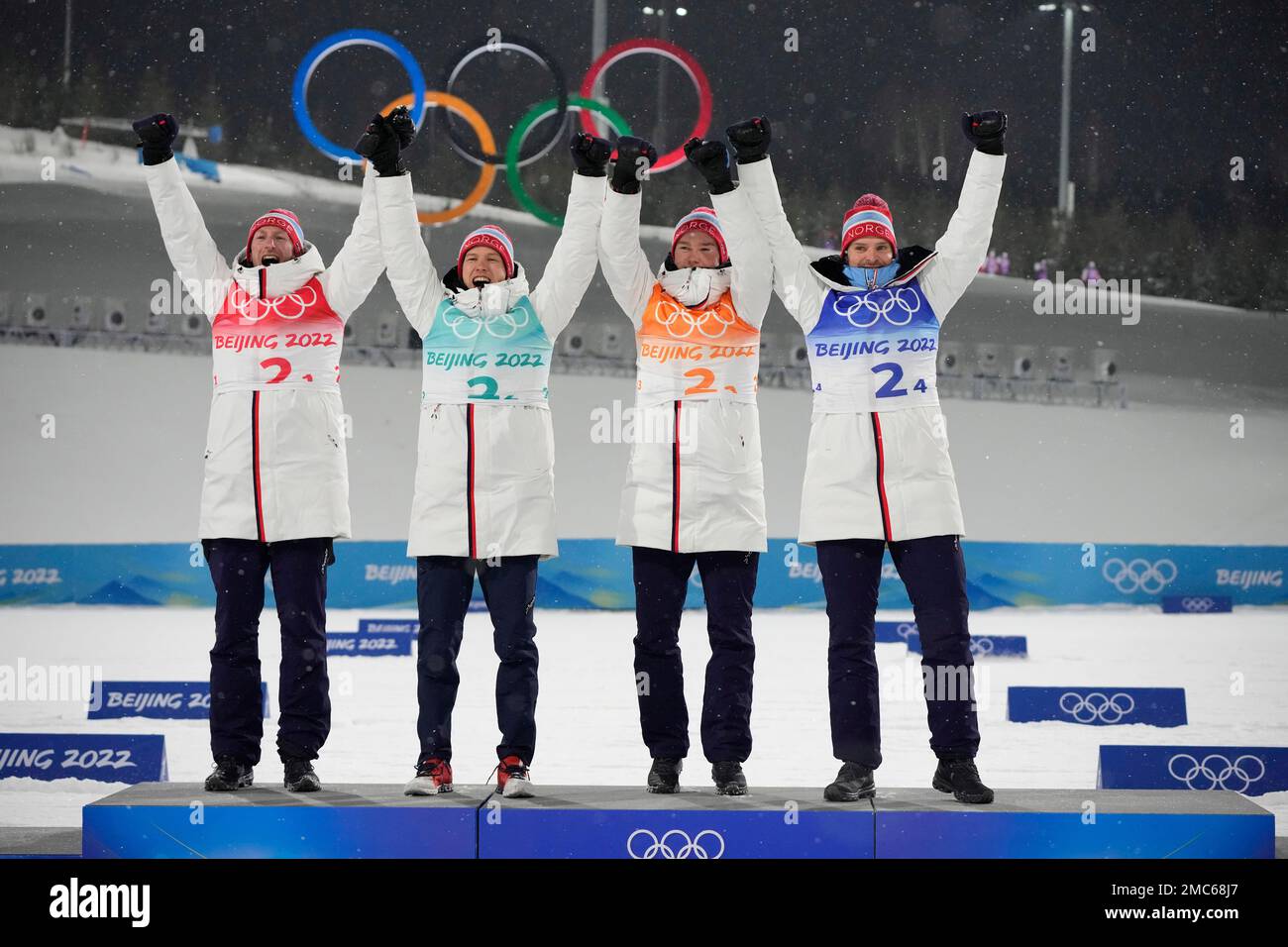 From left, Norway's Espen Bjoernstad, Espen Andersen, Jens Luraas