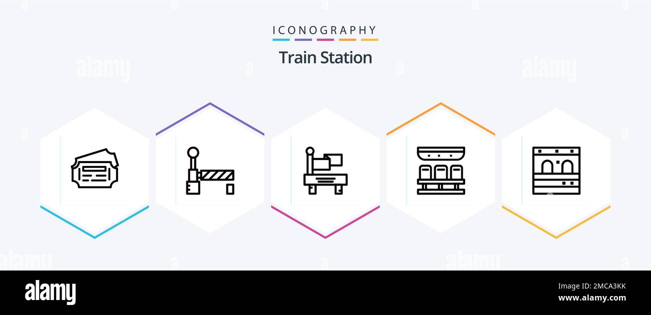 Estación de tren 25 Line Icon pack incluyendo . entrena. transporte. garaje. viaje Ilustración del Vector