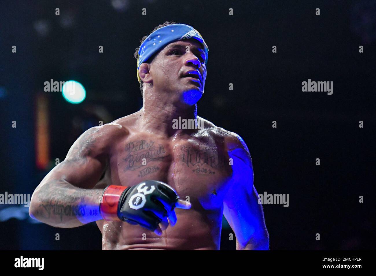 RJ - Río de Janeiro - 01/21/2023 - UFC 283 - El luchador Gilbert Burns con  guantes en rojo y el luchador Neil Magny con guantes en azul durante una  pelea por