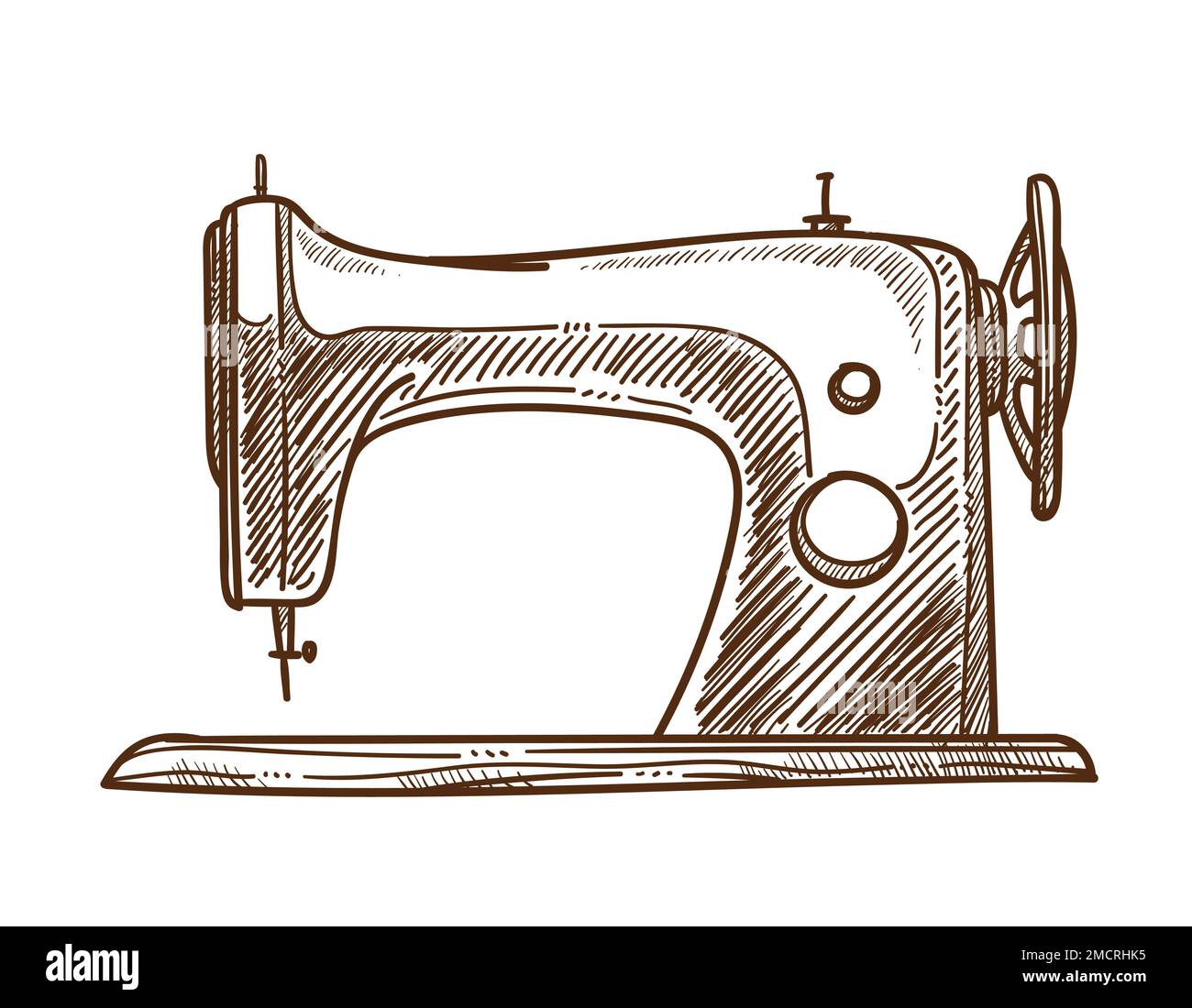 Costurera herramienta máquina de coser aislado bosquejo de ropa