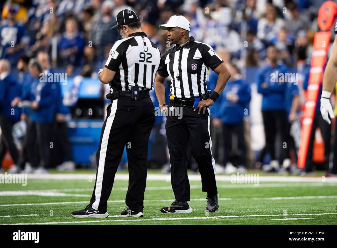 NFL umpire Bryan Neale (92) and NFL referee Shawn Smith (14) on the ...