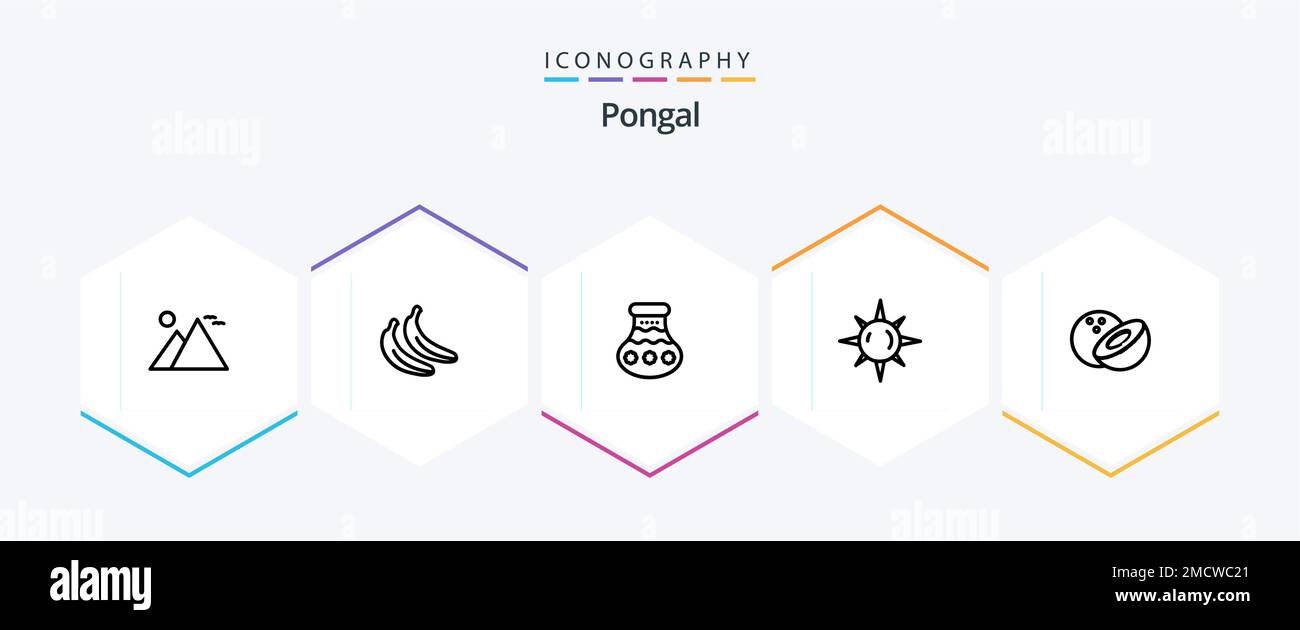 Pongal 25 Line Icon pack incluyendo comida. ligero. bote. día. festival Ilustración del Vector