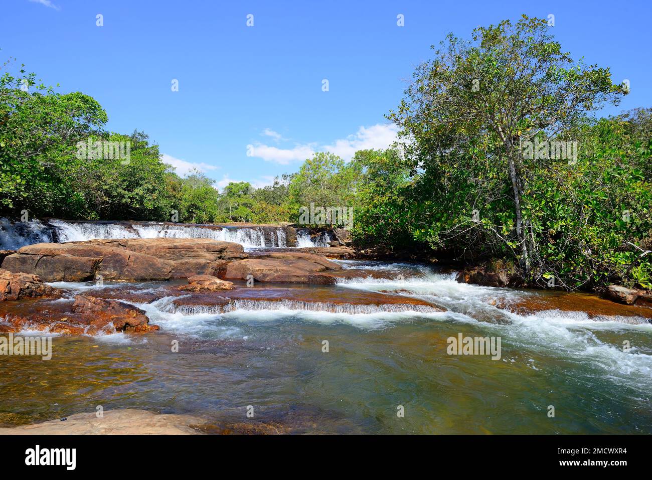 Cascada Cachoeira da Martinha, Chapada dos Guimaraes NP, Mato Grosso, Brasil Foto de stock
