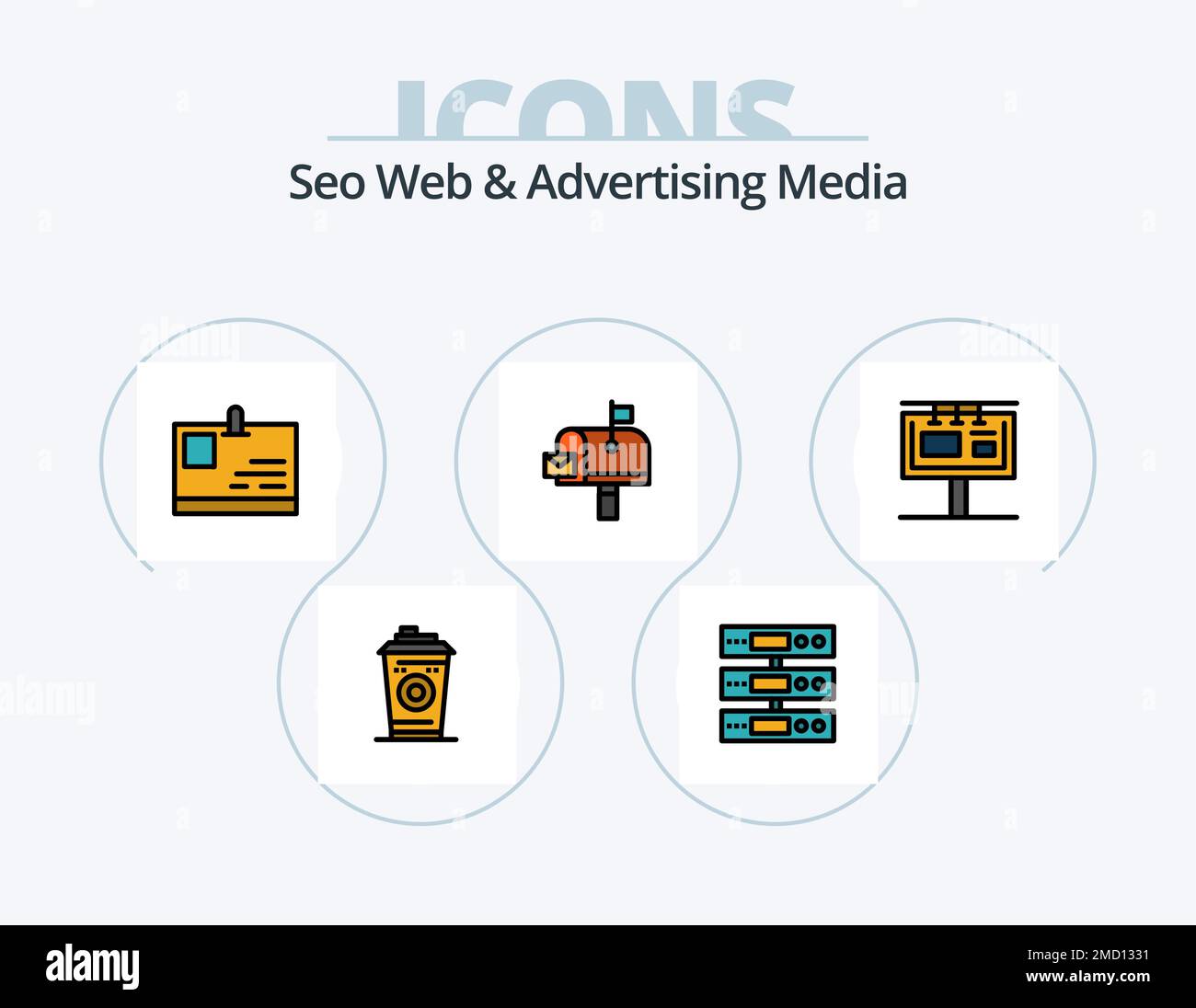 SEO Web y Medios de Publicidad Línea llena Icon Pack 5 Diseño de Iconos.  radio. señal. gráfico móvil. dispositivo. título Imagen Vector de stock -  Alamy