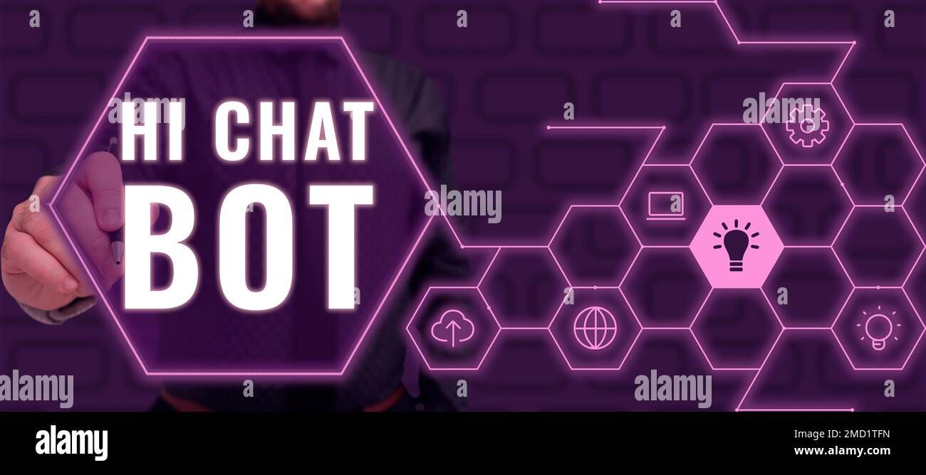 Inspiración mostrando signo Hi Chat Bot. Concepto Significado Saludo a la  máquina robot que responde a un mensaje enviado Fotografía de stock - Alamy