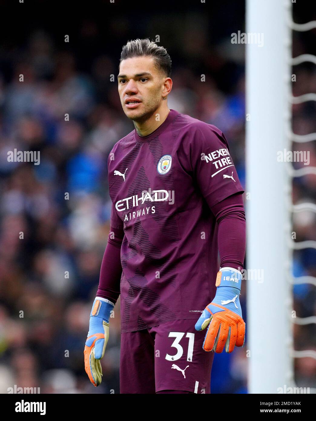 El portero del Manchester City Ederson durante el partido de la Premier