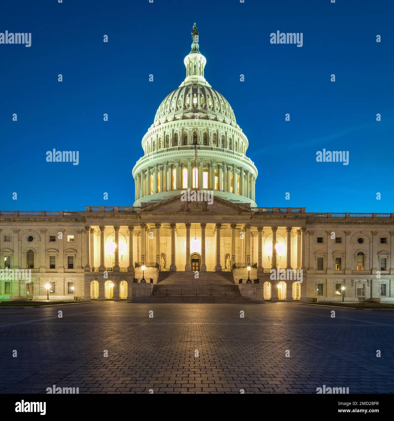 El edificio del Capitolio de los Estados Unidos en la noche, el Capitol Hill, Washington DC, EE.UU. Foto de stock