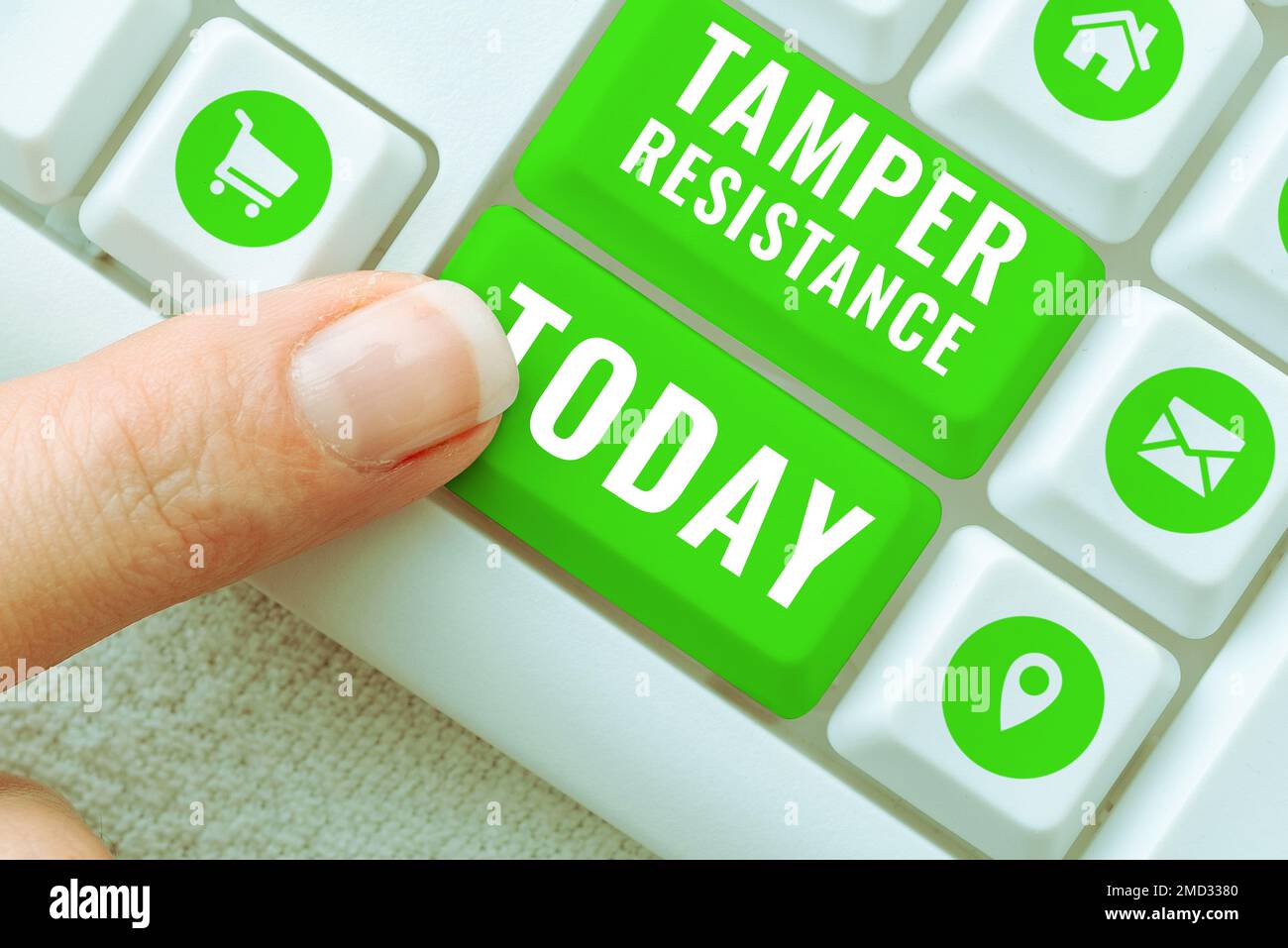 Escritura que muestra el texto Tamper resistance. Concepto que