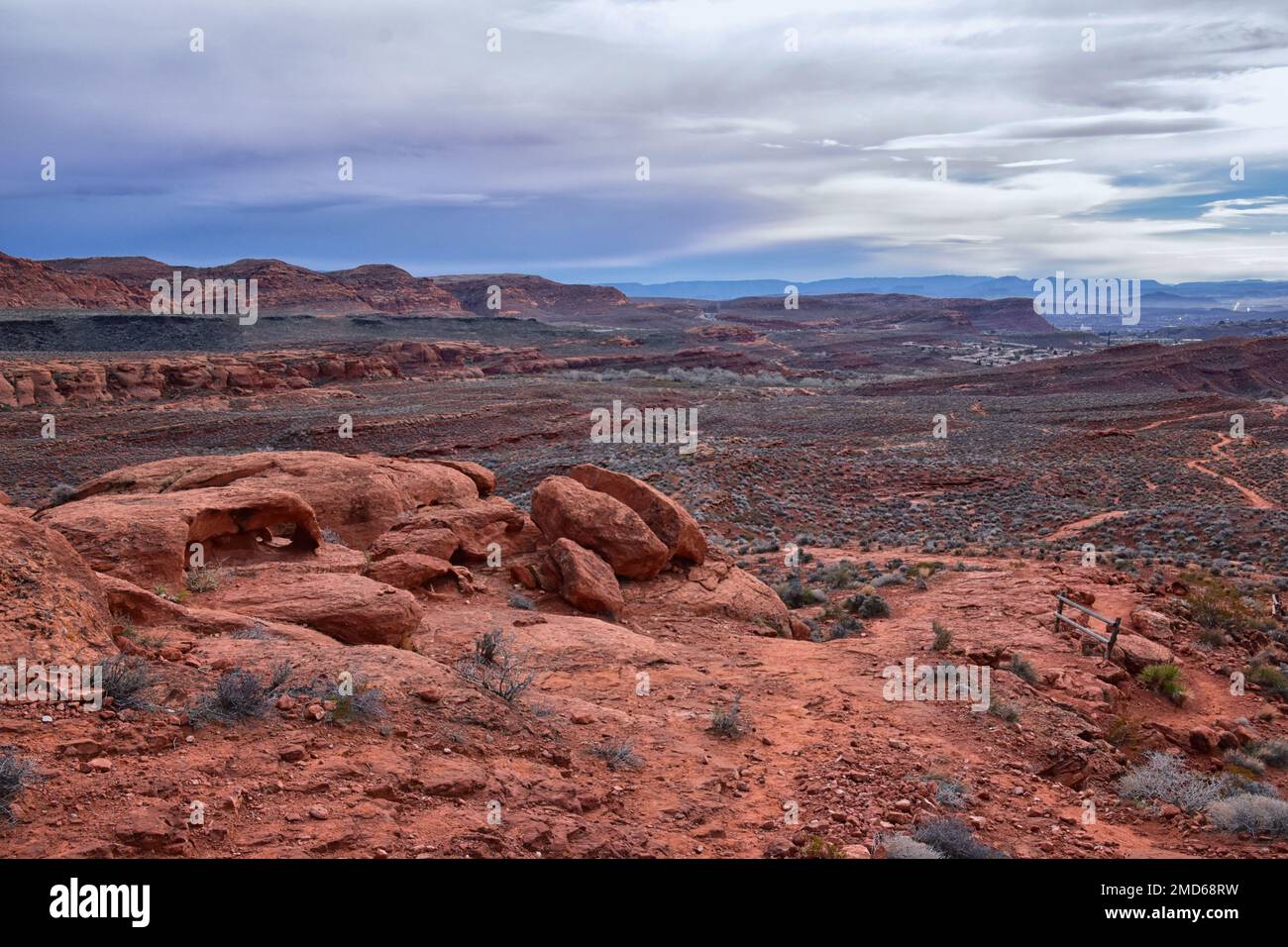 Chuckawalla y las vistas del paisaje de la muralla de tortugas desde el sendero Cliffs National Conservation Área Wilderness Snow Canyon State Park St George, Utah, United St Foto de stock